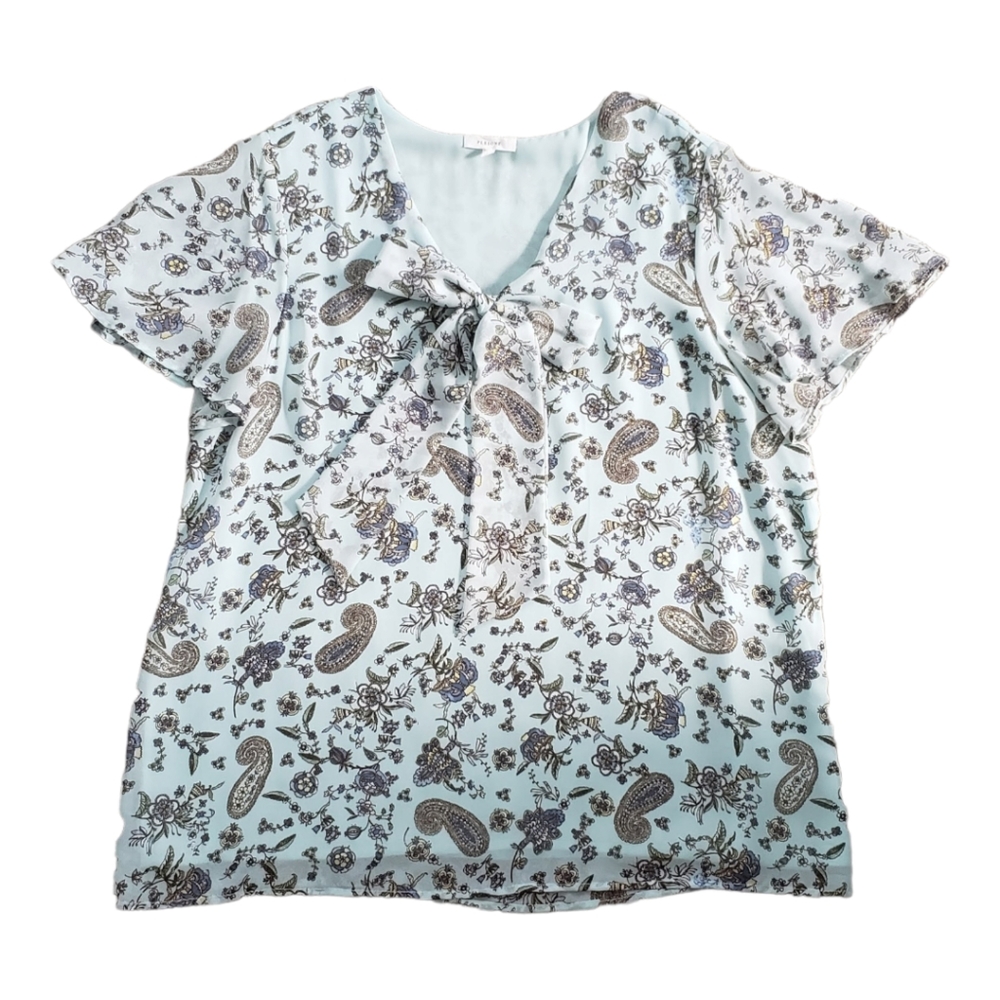 Pleione Blue Paisley Blouse